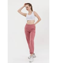 GRİ Jogger Iki Iplik Beli Lastikli Bol Kesim Eşofman AltI (Pembe)