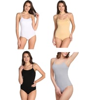 4lü Kadın İp Askılı Battal Kancalı Çıt Çıtlı Body Büyük Beden (Karışık)