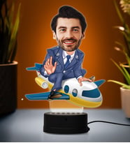 Doğum Günü Hediyesi,Sevgiliye Hediye, Kişiye Özel Fotoğraflı Pilot Karikatür 3D Led Lamba (RGB)