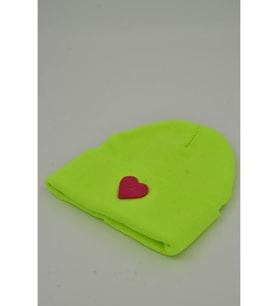 Moxxo Sevgililer Günü Özel Koleksiyonu Pembe Kalp Figürlü Gri Renk Unisex Erkek/Kadın Bere (Neon Sarı)