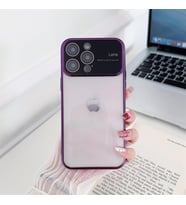 İphone 15 Kamera Lens Korumalı Kenarı Renkli Luxury Şeffaf Kılıf (Mor)
