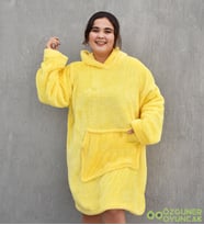 Welsoft Peluş Polar Giyilebilir Battaniye Pijama (Sarı)