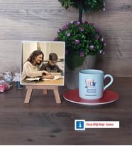 Matematik Öğretmeni Fotoğraflı Dekoratif Taş, Ahşap Altlıklı Türk Kahvesi Fincanı HediyeÖğretmenler Günü Hediyesi (Model 8)