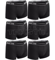 Pamuklu Ekonomik Likralı Erkek Boxer 6 Lı (Siyah)