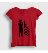 Presmono Kadın Sarı Tuxedo Film James Bond T-Shirt 258483tt (Kırmızı)
