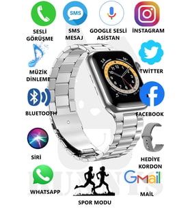 Huawei Uyumlu Watch 8 Pro Metal Kordonlu Akıllı Saat 45mm Nfc Özellikli Bt Çağrı Destekli (Gümüş)