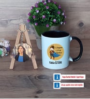 Öğretmenler Günü Hediyesi Kupa Bardak Beyaz ve Fotoğraflı Ahşap Anahtarlık Hediye (Model 11)