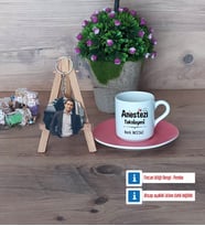 Anestezi Teknisyeni Türk Kahvesi Fincanı Ahşap Altlıklı ve Fotoğraflı Ahşap Anahtarlık Hediye (Model 6)