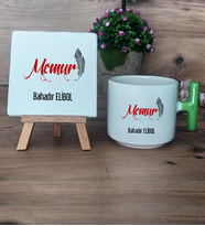 Memur Hediye Seti Kupa Bardak T Kulplu ve Dekoratif Taş Memura Hediye (Model 8)