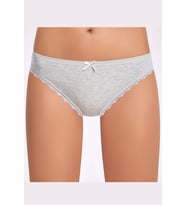 Melanjlı Dantelli Kadın Bikini Külot    3 Adet (Açık Gri)