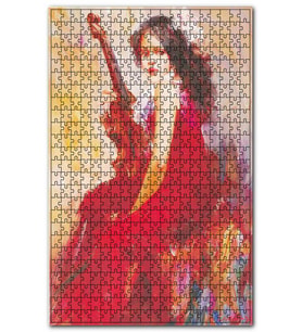 Cakapuzzle Kırmızı Elbiseli Kemancı Kız Puzzle Yapboz MDF (Ahşap) (1000 Parça)