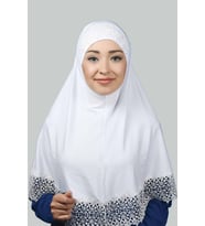 İkili Set Dantelli Pratik Eşarp Hazır Hijab ve Tesettür Bonesi XL (Beyaz)