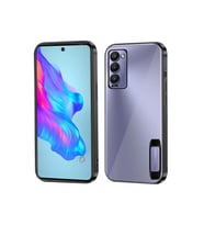 Huawei Y6 2019 Kılıf Logo Yeri Açık Kamera Lens Korumalı Renkli Kenarlı Şeffaf Silikon (Gold)
