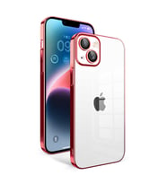 Vendas iPhone 14 Plus Uyumlu (14 Plus) Veve Serisi Parlak Renkli Kenarlı Elektroplated Magic Silikon Kılıf (Kırmızı)