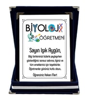 Biyoloji Öğretmenine Hediye İsim Baskılı Plaket - Öğretmenler Günü Hediyesi (Lacivert)