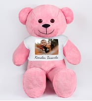 100 cm Kendin Tasarla Tişörtlü Pelüş Ayıcık (%100 Yerli) (Pembe)