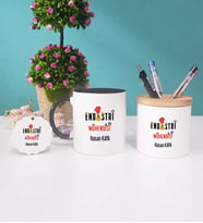 Endüstri Mühendisi Kupa Bardak Kırmızı Kalemlik ve Anahtarlık (Model 6)