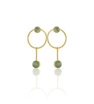 Kadir Jewellery 22 Ayar Altına Kaplama Kadın Sallantılı Küpe -El İşçiliği Ve Hipoalerjenik Küpe (Açık Yeşil)