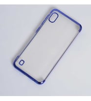 Galaxy A10 Kılıf İnce Köşeleri Renkli Şeffaf Silikon (Mavi)