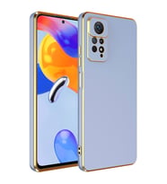 Xiaomi Redmi Note 12 Pro 4G Kılıf Kenarları Gold Kamera Korumalı Renkli Pastel Silikon Koyu Yeşil BARK (Açık Mavi)