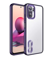 Xiaomi Redmi Note 10S Kılıf Kamera Korumalı Logo Gösteren Şeffaf Kapak (Mor)