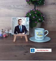 En İyi Eczacı Fotoğraflı Dekoratif Taş, Ahşap Altlıklı Türk Kahvesi Fincanı Hediye (Model 2)