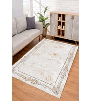Dijital Kaymaz Taban Yıkanabilir Renkli Salon Halısı Mutfak Halısı Yolluk ND-SD-307 (Krem)