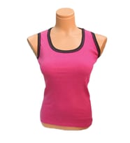 Pembecin Fitted/Vücuda Oturan Kalın Askılı Fitilli Esnek Örme Atlet Body (Pembe-Sıyah)