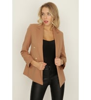 Kadın Gold Düğmeli Blazer Ceket (Camel)