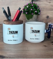 Yazılım Mühendisi Hediye Sepeti Kupa Bardak T Kulplu, Kalemlik Hediyeleri Mühendisler Günü Hediyesi (Model 2)