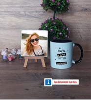 Arkadaşa Hediye Fotoğraflı Dekoratif Taş, Kupa Bardak Beyaz Hediye Doğum Günü Hediyesi (Model 11)
