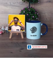Aslan Fotoğraflı Dekoratif Taş, Kupa Bardak Beyaz Hediye (Model 3)