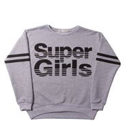 Toontoy Kız Çocuk Sweatshirt Super Girls Baskı Ve Taş ( Gri-Melanj)