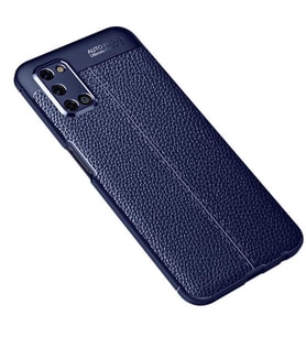 Oppo A92 Kılıf Zore Niss Deri Desenli Silikon Kılıf (Lacivert)