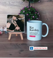 Kız Kardeş Fotoğraflı Dekoratif Taş, Kupa Bardak Beyaz Hediye (Model 1)