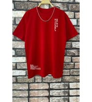 Erkek Belive in Yourself Baskılı Oversize Tshirt (Kırmızı)