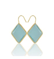Kadir Jewellery 22 Ayar Altın Kaplama Vintage Küpe -El İşçiliği Ve Hipoalerjenik Küpe (Açık Mavi)