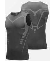 Ghassy Co. Erkek Fitness Hızlı Kuruma Nefes Alabilen Çapraz Daraltma Tipi Kolsuz Spor T-shirt  (Füme)
