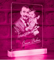 Kişiye Özel Babaya Hediye Resimli LED Lamba (Pembe)