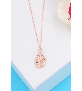 925 ayar Gümüş Yaprak Modeli Charm Kolye (Rose)