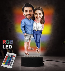 Doğum Günü Hediyesi,Sevgiliye Hediye, Kişiye Özel Fotoğraflı En Tatlı Çift Karikatür 3D Led Lamba (RGB)