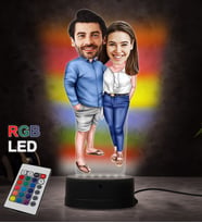 Doğum Günü Hediyesi,Sevgiliye Hediye, Kişiye Özel Fotoğraflı En Tatlı Çift Karikatür 3D Led Lamba (RGB)