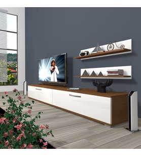 Decoraktiv Eko 4 Slm Std Tv Ünitesi Tv Sehpası (Beyaz - Kahverengi)