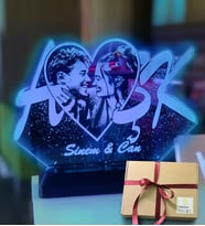 Sevgiliye Özel Fotoğraflı Aşk 3d Gece Lambası (Mavi)