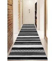 Dijital Baskılı Kaymaz Taban Yıkanabilir Modern Yolluk Ve Koridor Halısı NDU-HT-1002 (Siyah)
