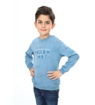 Toontoy Erkek Çocuk Follow Me Baskılı Sweatshirt (Mavi)