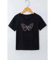 Çocuk Cartoon Face Pamuklu Tshirt (A.Siyah)