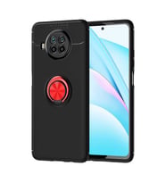 Xiaomi Redmi Note 9 Pro 5G Kılıf Yüzüklü Magnetli Ravel Case (Siyah-Kırmızı)