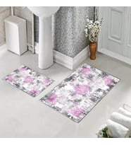 Banyo Halısı Ikili Klozet Takımı Kaymaz Tabanlı (60 xm x 100 cm + 40 cm x 60 cm)  (Pembe)