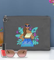 BK Gİft Yaz Temalı-3 Astarlı Portföy Çanta 30x21cm(12 Renk Seçeneği), Baskılı El Çantası, Organizer Çanta (Antrasit)